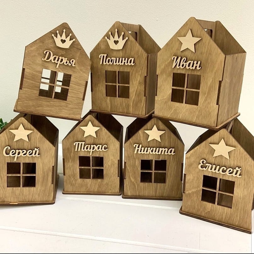 Laser Cut House Shaped Pen Pencil Holder Desk Organizer