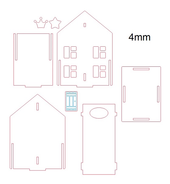 Laser Cut House Shaped Pencil Holder