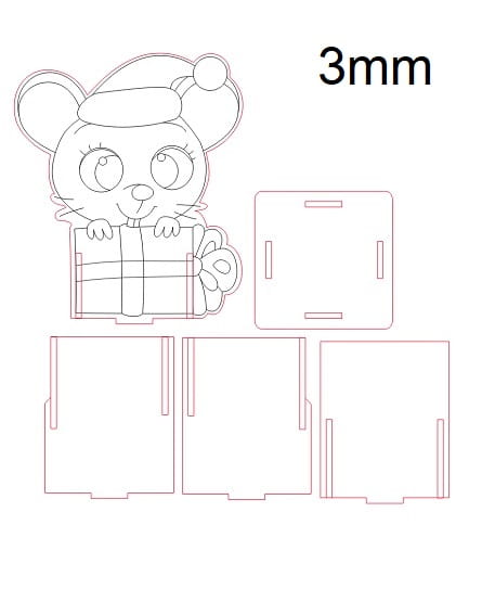 Laser Cut Mouse Wooden Pencil Holder