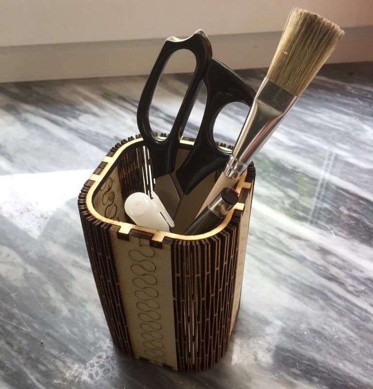 Laser Cut Plywood Pen Holder Organizer