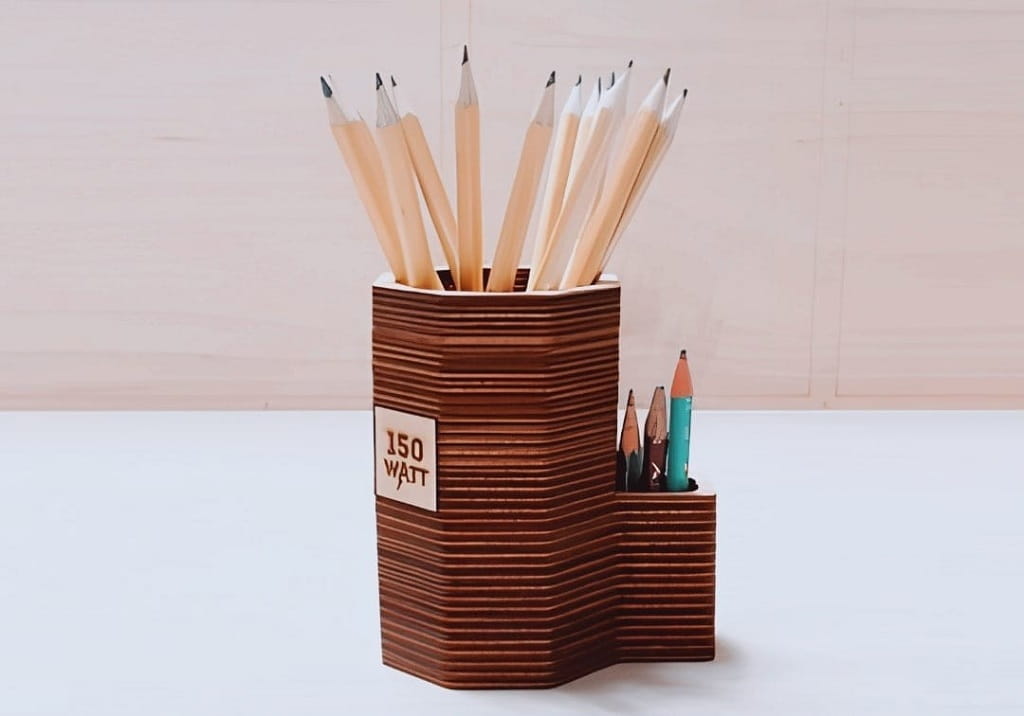 Laser Cut Plywood Pencil Holder