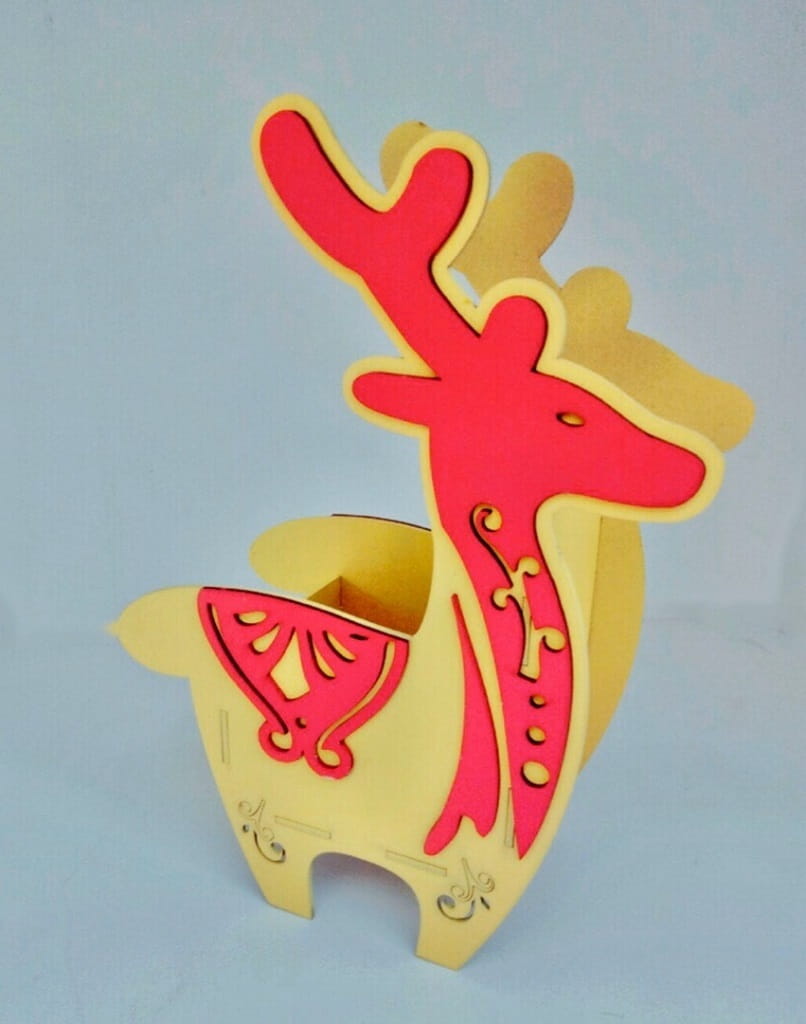 Laser Cut Reindeer Pen Holder Christmas Gift