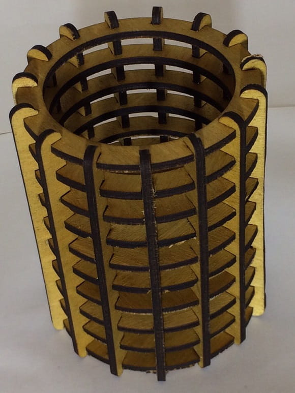 Laser Cut Round Wood Pencil Holder