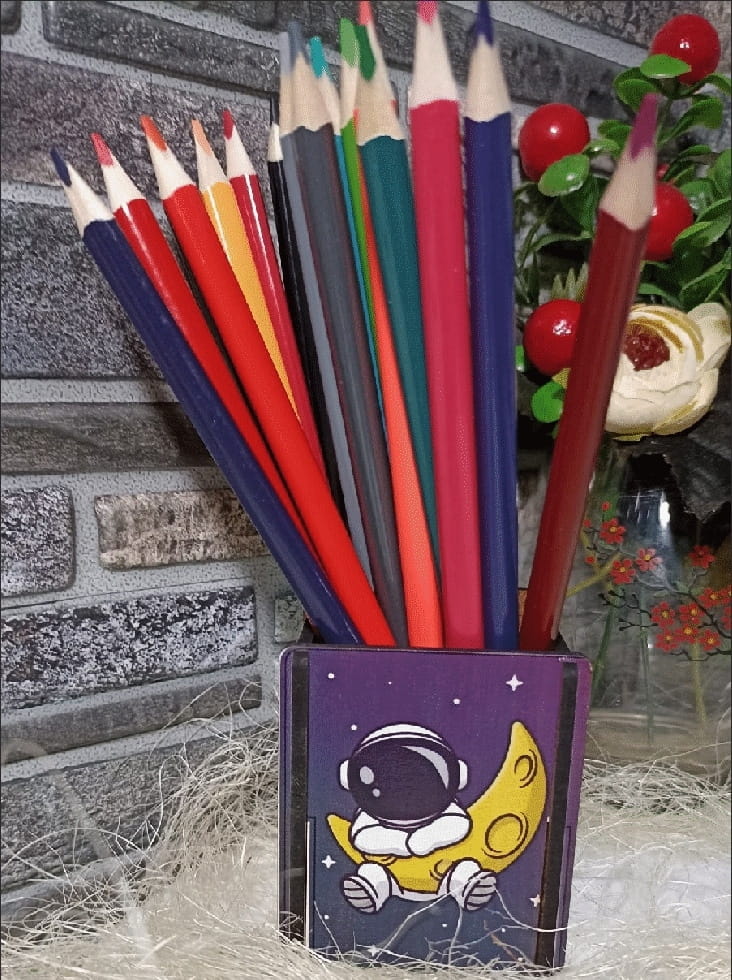 Laser Cut Space Theme Pencil Holder