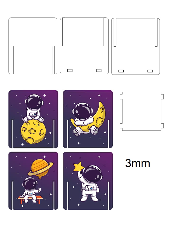 Laser Cut Space Theme Pencil Holder