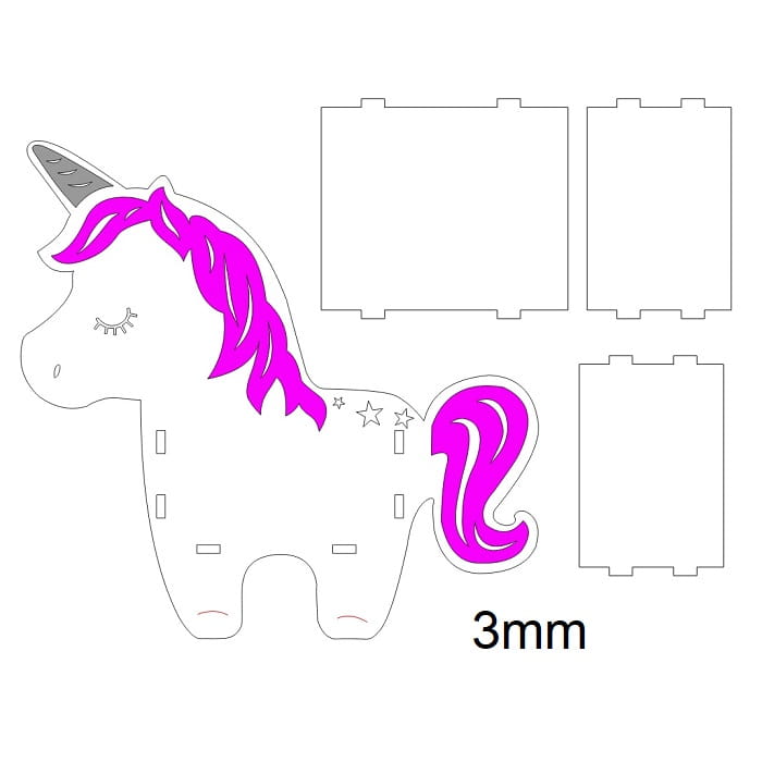 Laser Cut Unicorn Pencil Holder