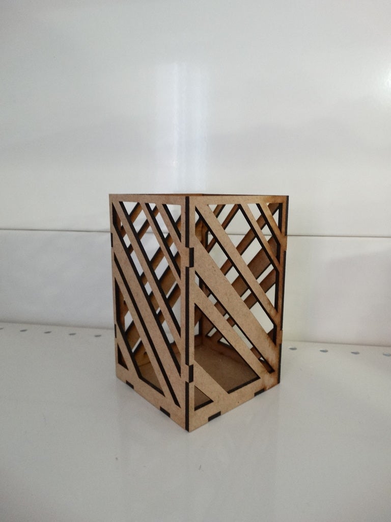 Laser Cut Wooden Brush and Pencil Holder