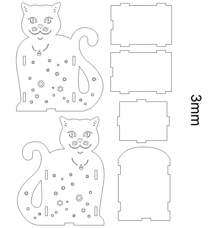 Laser Cut Wooden Cat Pencil Holder