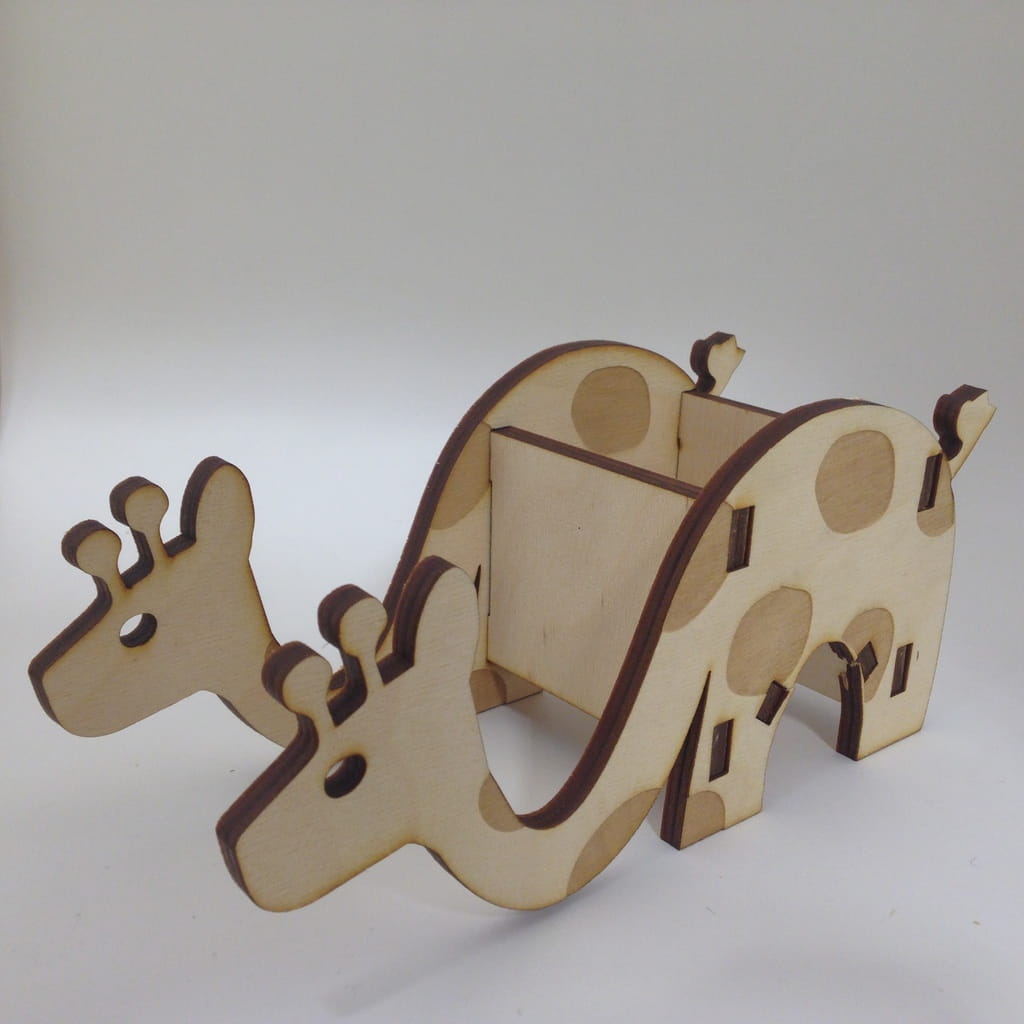 Laser Cut Wooden Giraffe Pencil and Mobile Holder