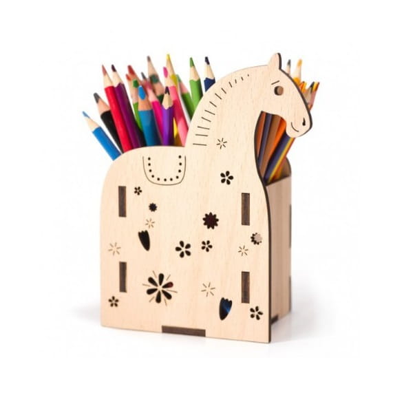 Laser Cut Wooden Horse Shaped Pen Stand