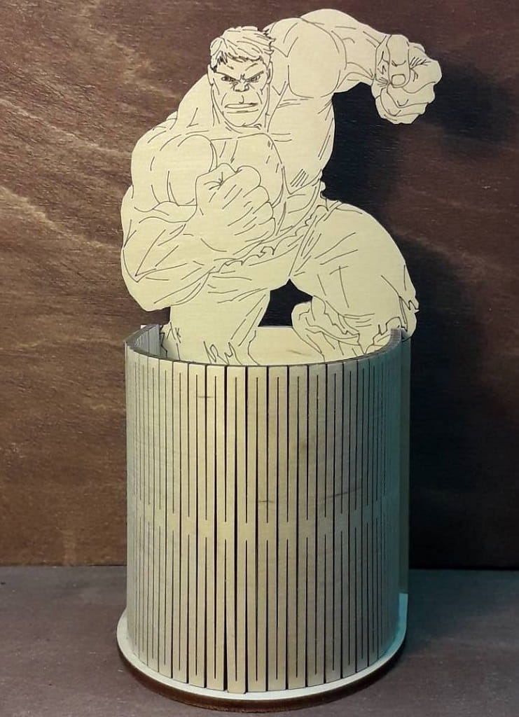 Laser Cut Wooden Hulk Pen Pencil Holder