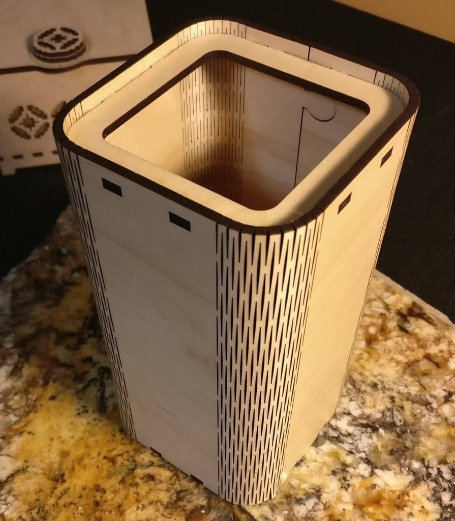 Laser Cut Wooden Pen Pencil Holder with Living Hinges