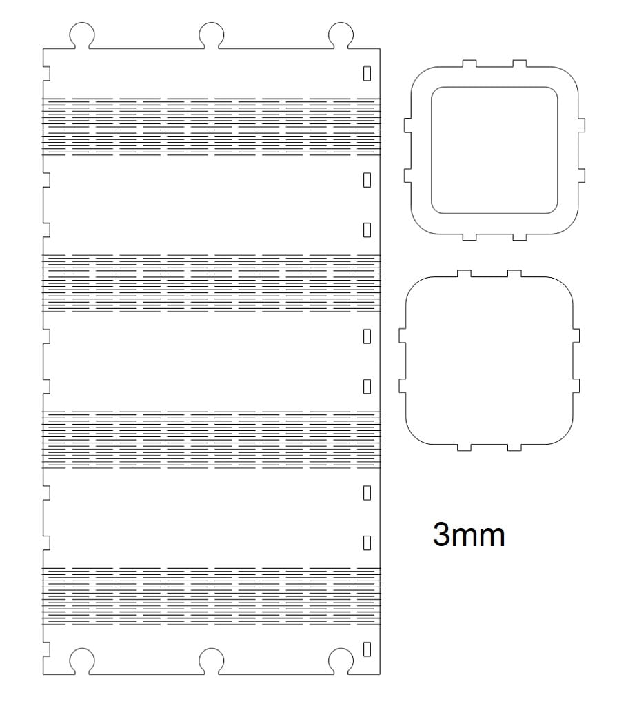 Laser Cut Wooden Pen Pencil Holder with Living Hinges