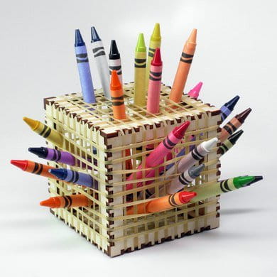 Laser Cut Wooden Rubber Band Pencil Holder