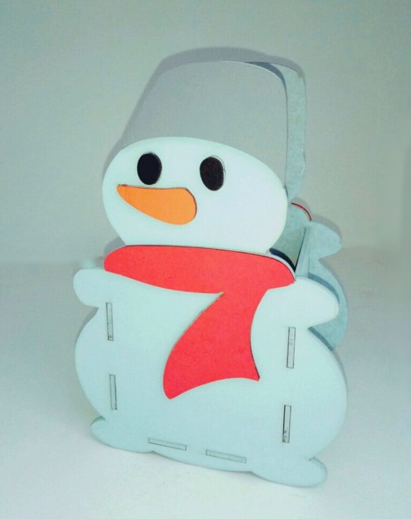 Laser Cut Wooden Snowman Pencil Holder