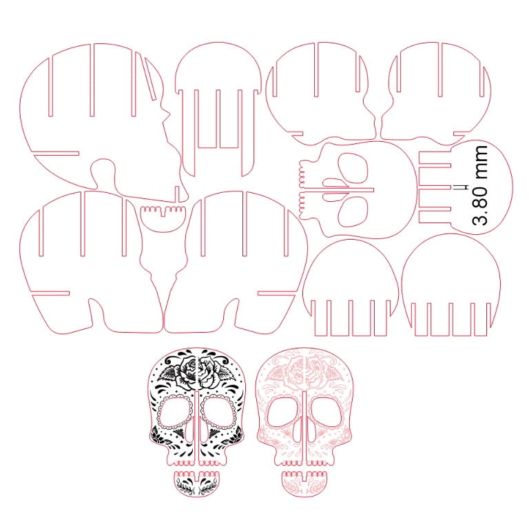 Laser Cut Wooden Skull Pen Holder