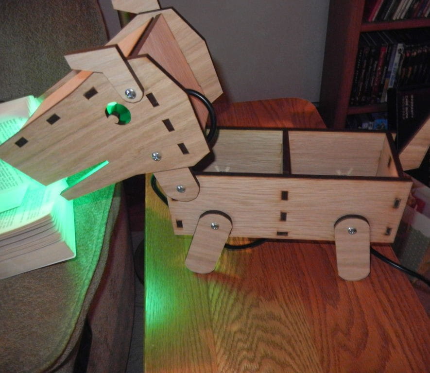 Laser Cut Wooden Dog Lamp Desk Tidy