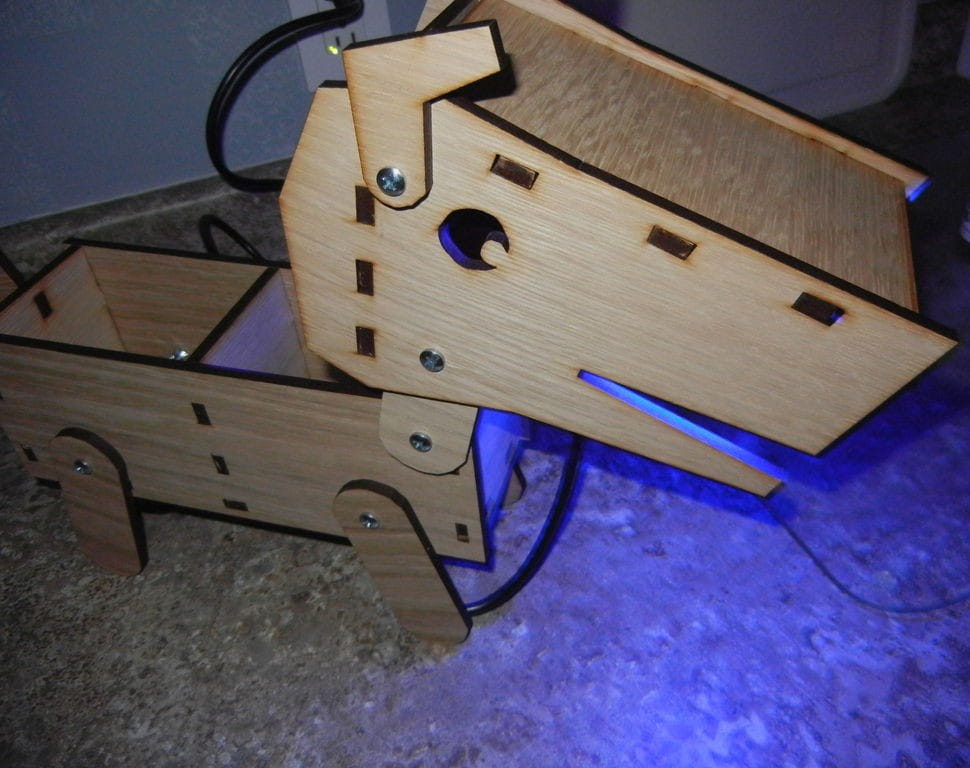 Laser Cut Wooden Dog Lamp Desk Tidy