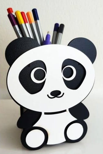 Laser Cut Cute Panda Pen Holder