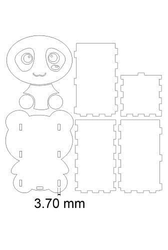 Laser Cut Cute Panda Pen Holder
