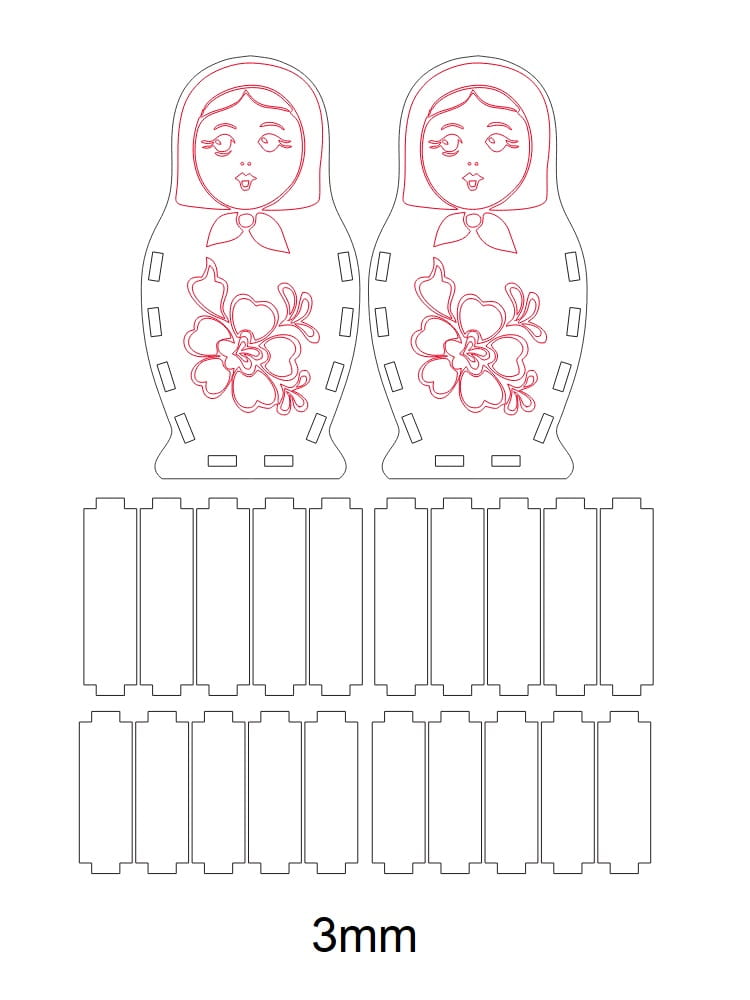 Laser Cut Matryoshka Doll Pen Holder