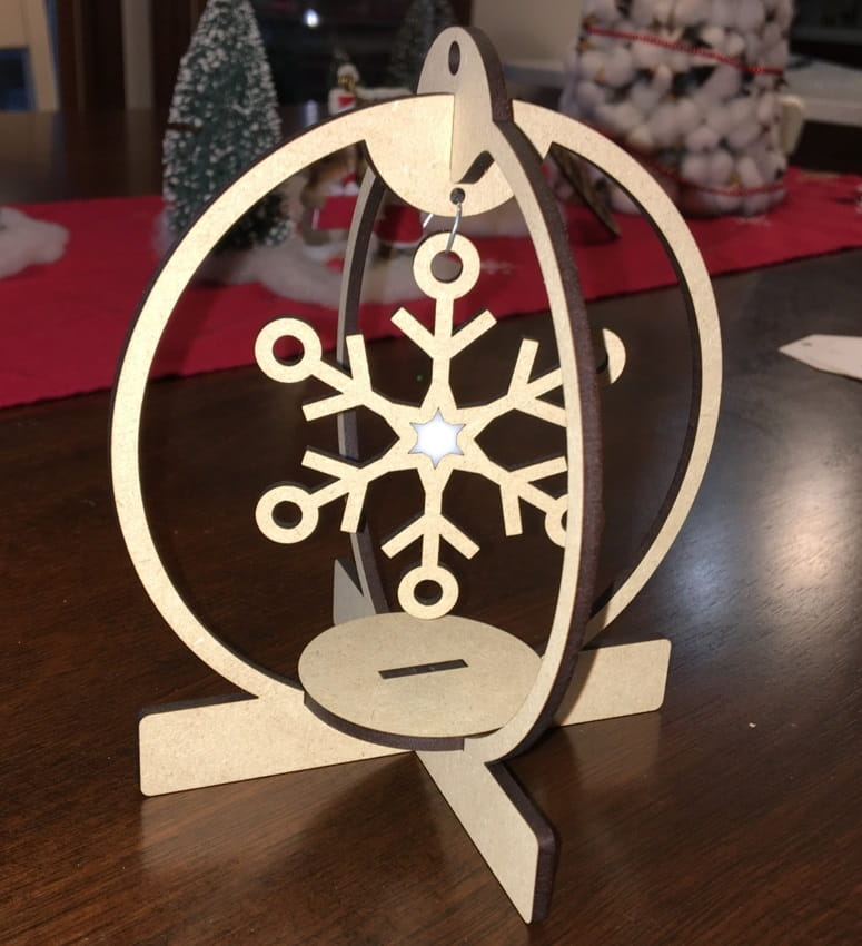 Laser Cut 3D Hanging or Freestanding Snowflake Ornament
