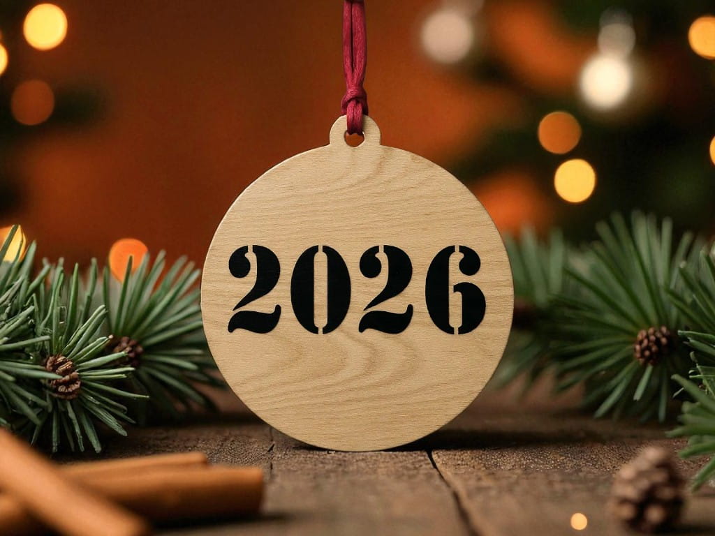 Laser Cut Double Layer 2026 New Year Ornament