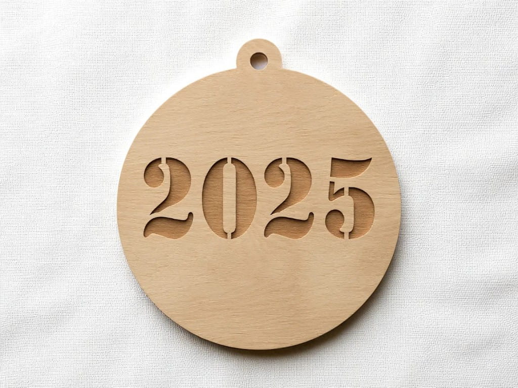 Laser Cut Engraved Year 2025 Christmas Tree Ornament