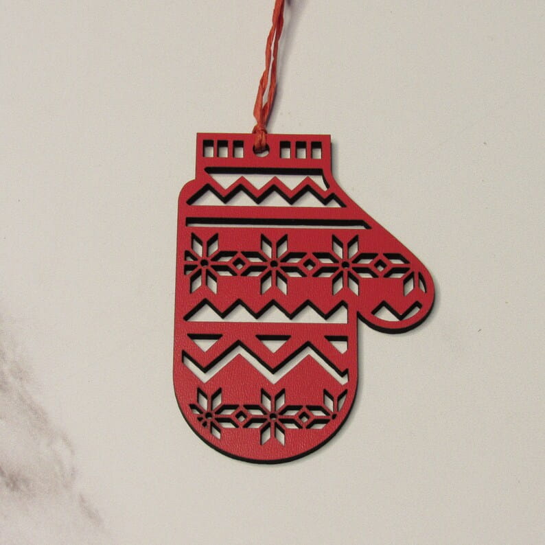 Laser Cut Christmas Mitten Ornament