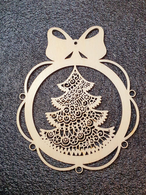 Laser Cut Wooden Christmas Tree Bauble