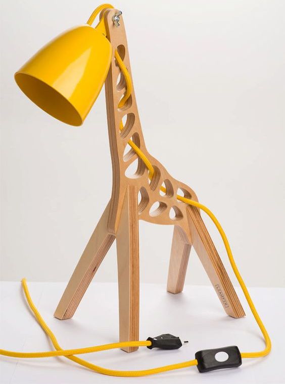 Laser Cut Wooden Giraffe Table Lamp