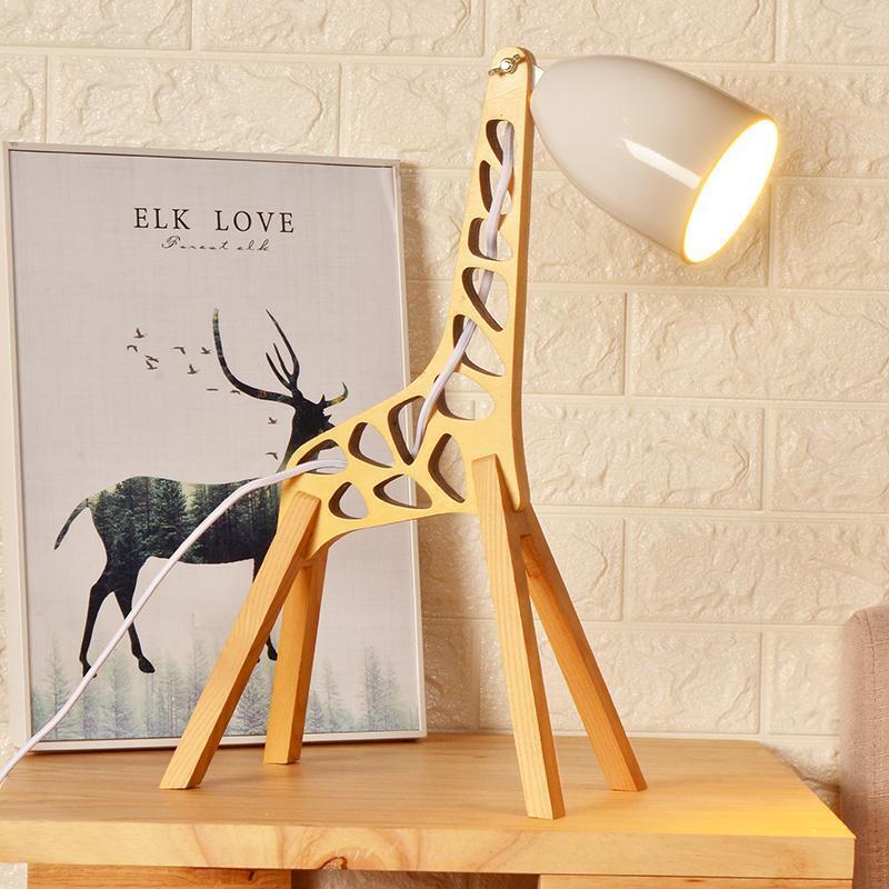 Laser Cut Wooden Giraffe Table Lamp