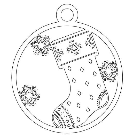 Laser Cut Wooden Christmas Stocking Ornament with Snowflake
