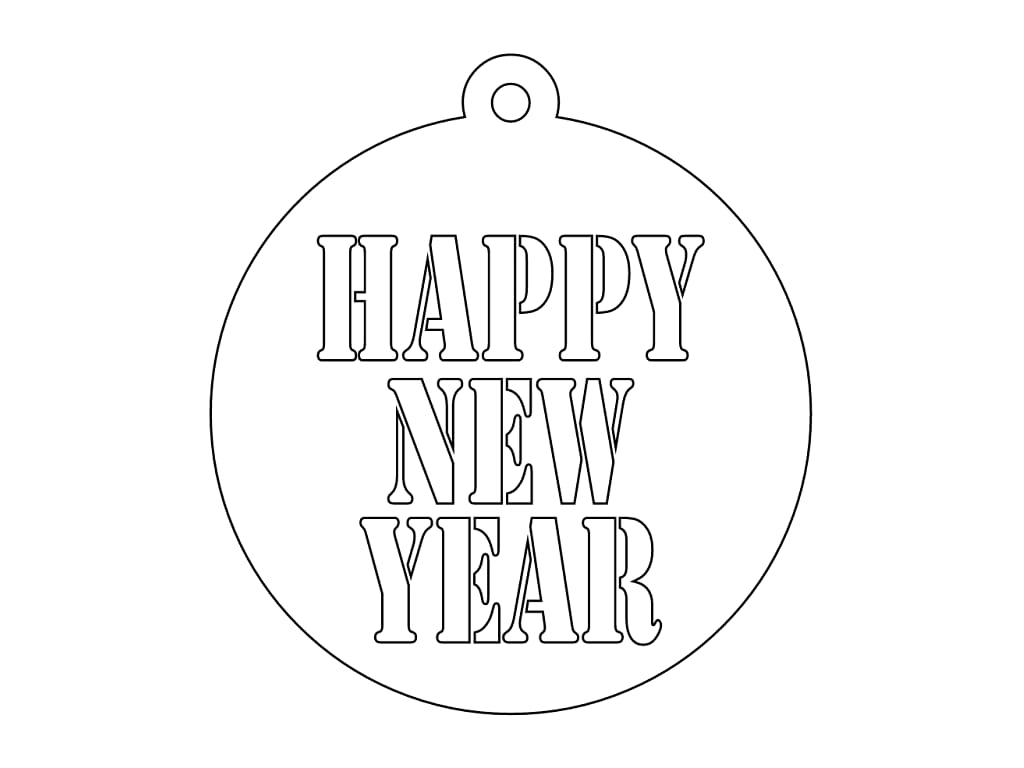 Laser Cut Happy New Year Ornament