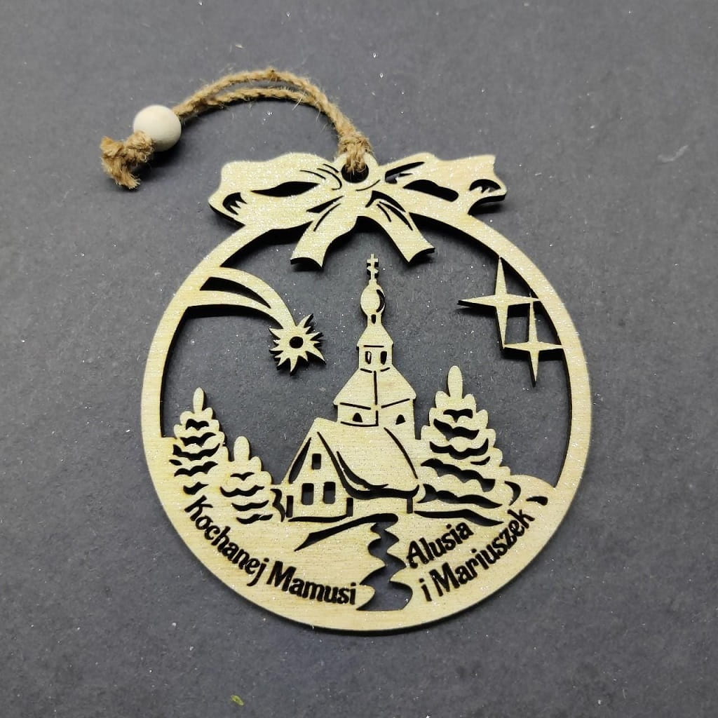 Laser Cut Personalized Winter Scene Christmas Tree Ornament