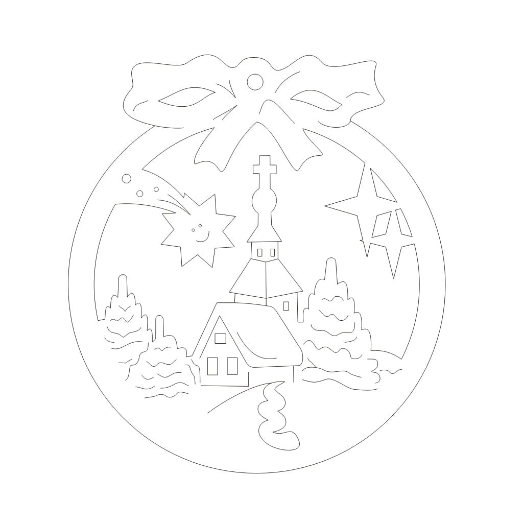 Laser Cut Personalized Winter Scene Christmas Tree Ornament