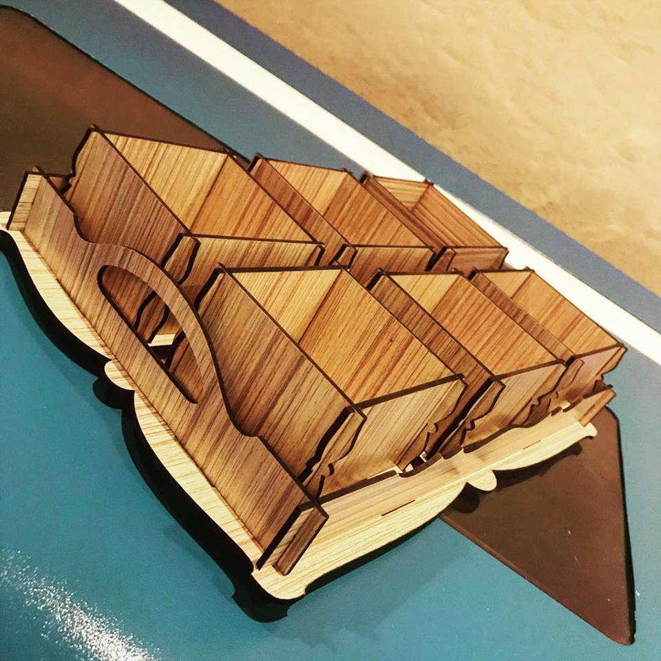 Laser Cut Serving Tray with Removable Boxes