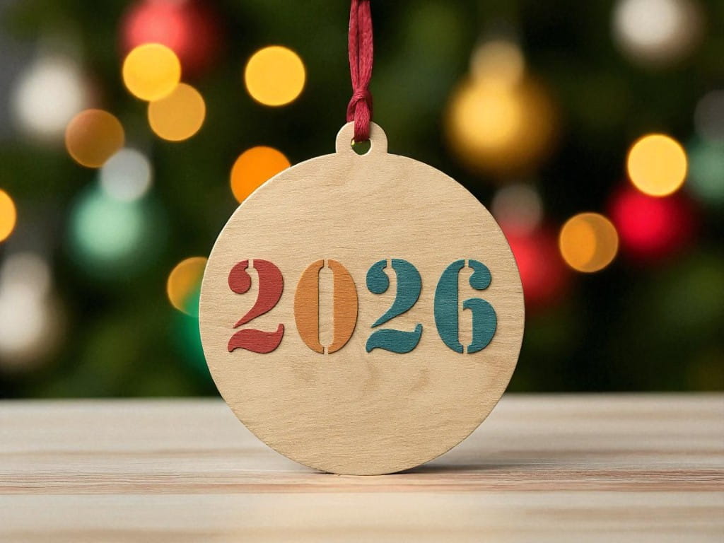 Laser Cut Year 2026 Bauble Ornament