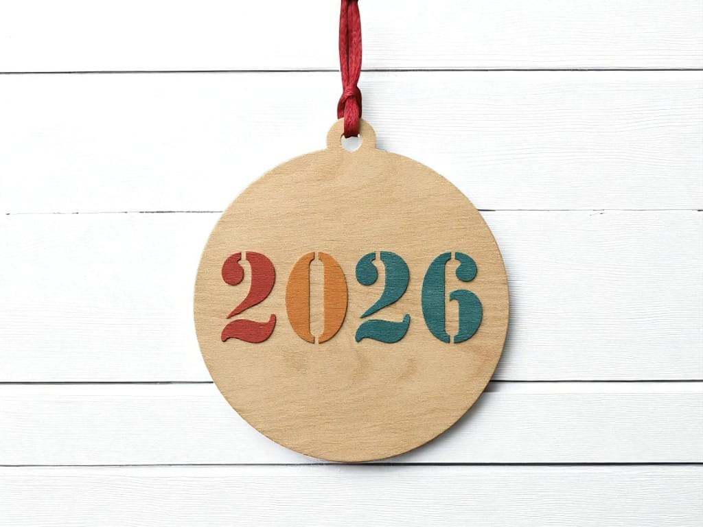 Laser Cut Year 2026 Bauble Ornament