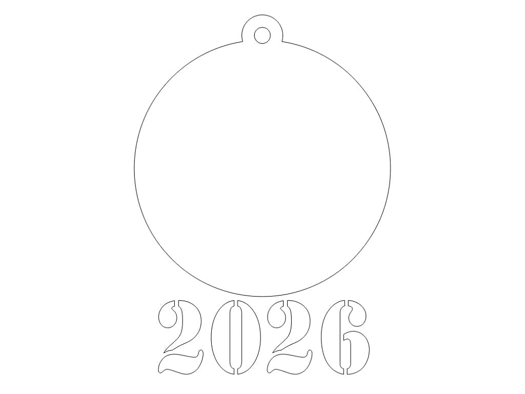 Laser Cut Year 2026 Bauble Ornament