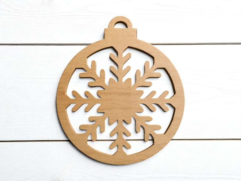 Laser Cut Wooden Winter Themed Snowflake Ornament