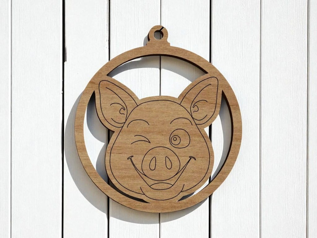 Laser Cut Pig Christmas Tree Ornament