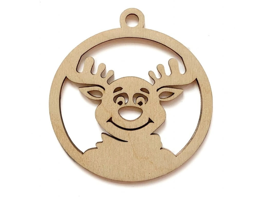 Laser Cut Reindeer Head Christmas Bauble