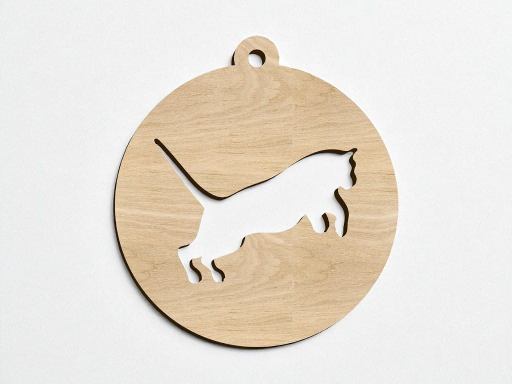 Laser Cut Leaping Cat Christmas Ornament