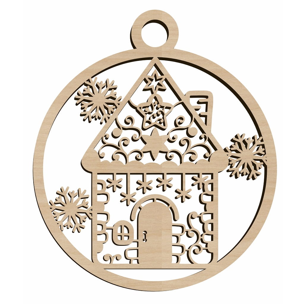 Laser Cut Christmas House Ornament Bauble