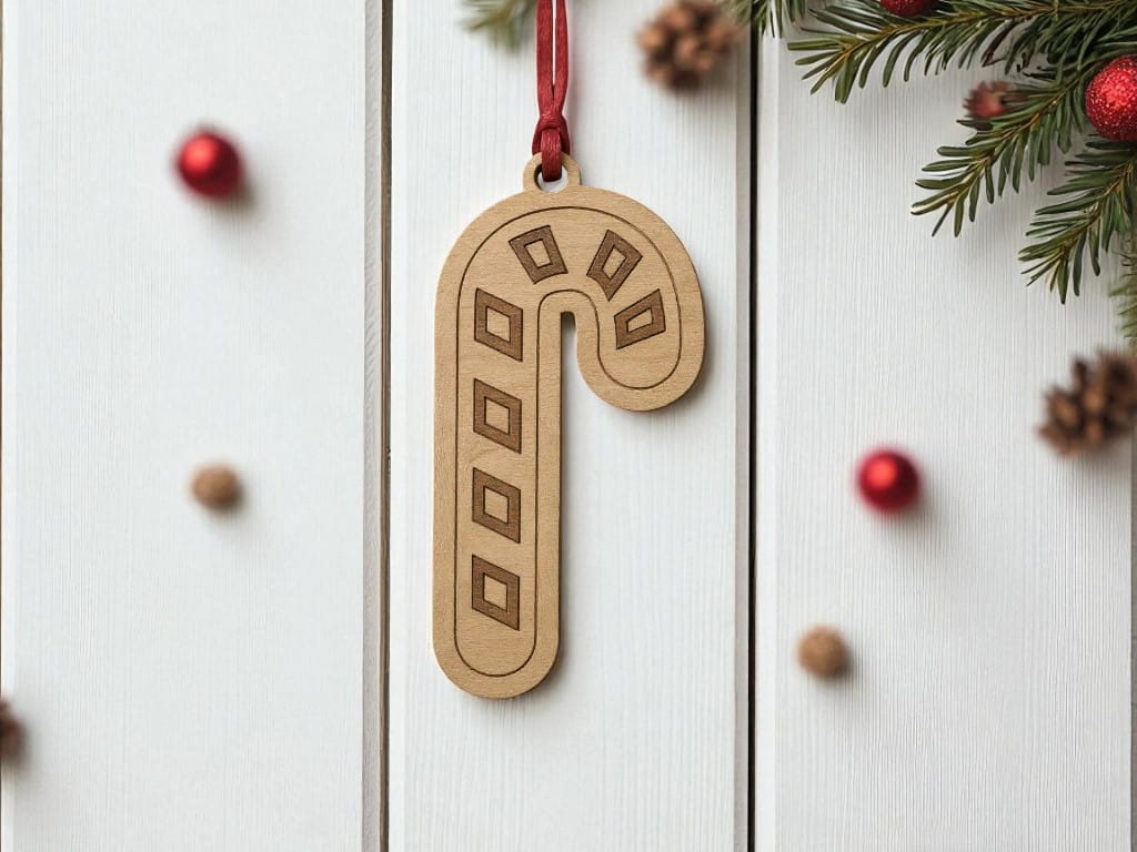 Laser Cut Candy Cane Christmas Ornament