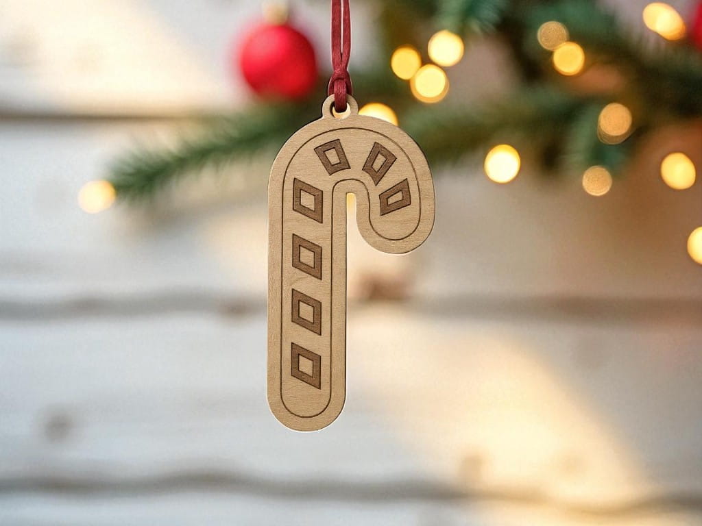 Laser Cut Candy Cane Christmas Ornament