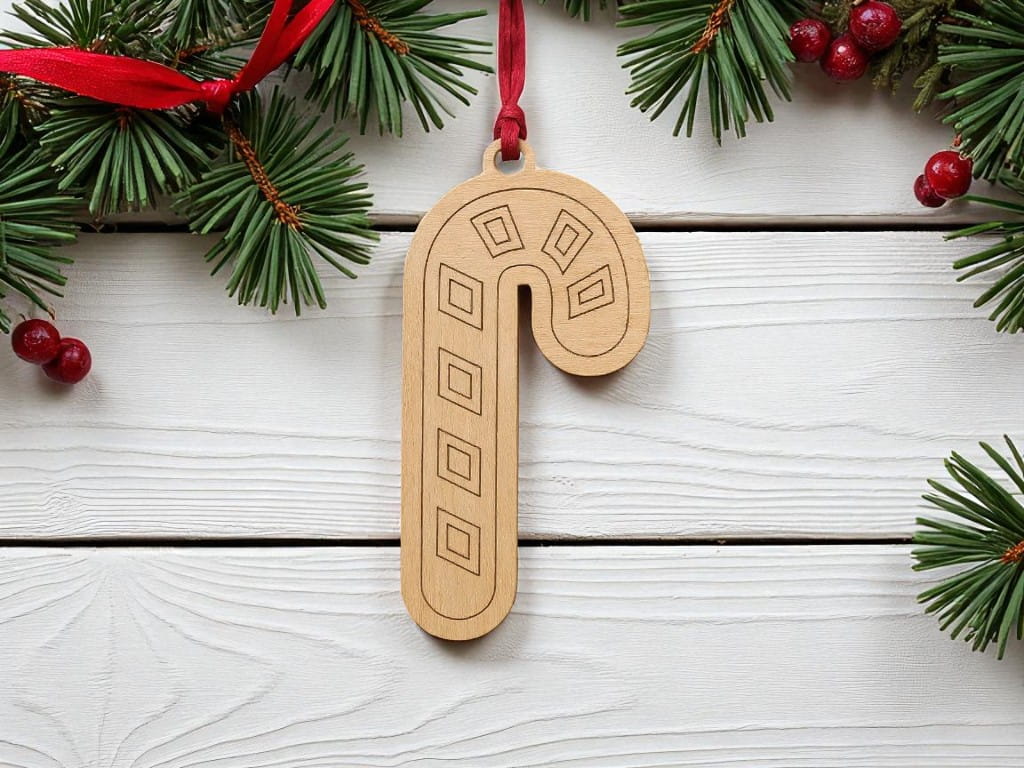 Laser Cut Candy Cane Christmas Tree Ornament