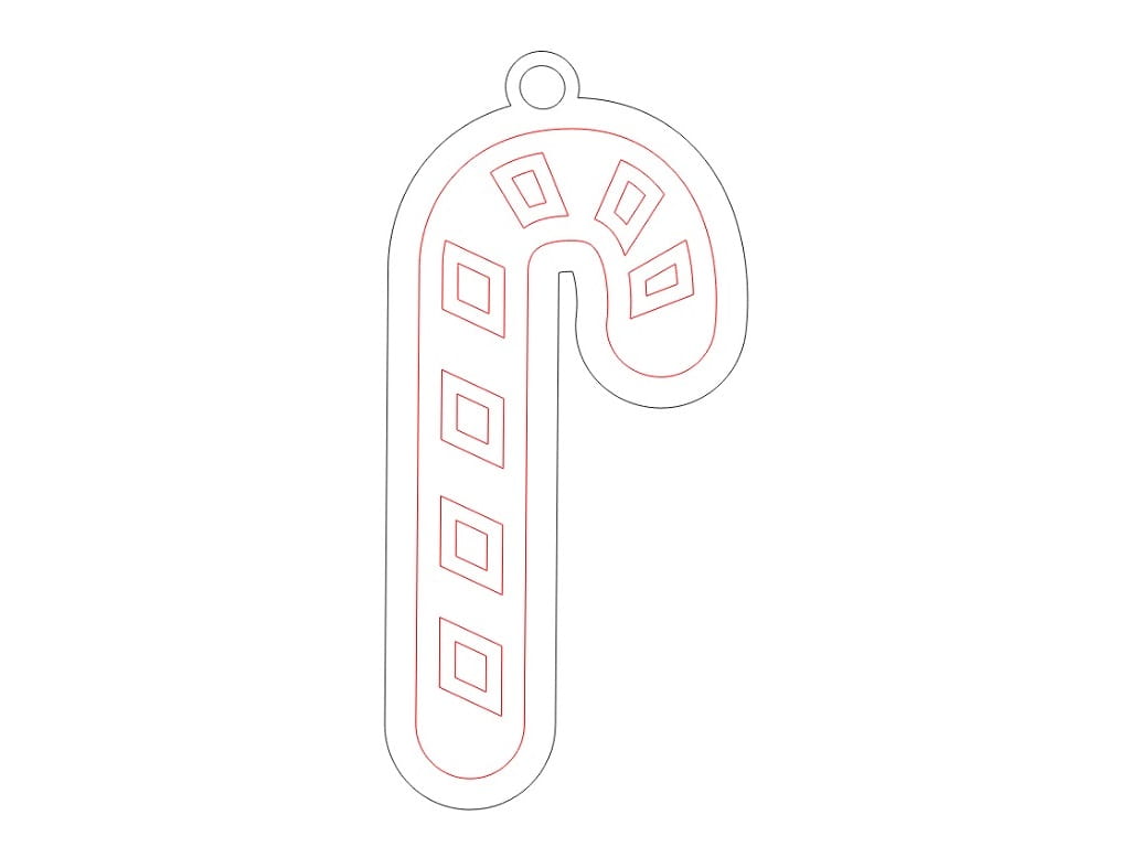 Laser Cut Candy Cane Christmas Tree Ornament