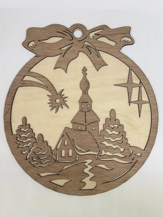 Laser Cut Double Layer Winter Scene Christmas Tree Ornament
